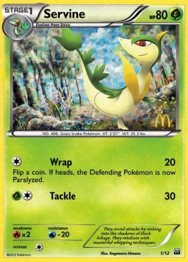 Servine Pokemon card from McDonalds Collection 2012