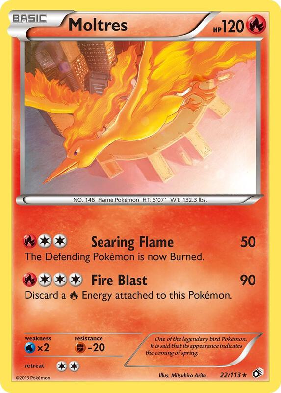 Moltres Pokemon card from Legendary Treasures