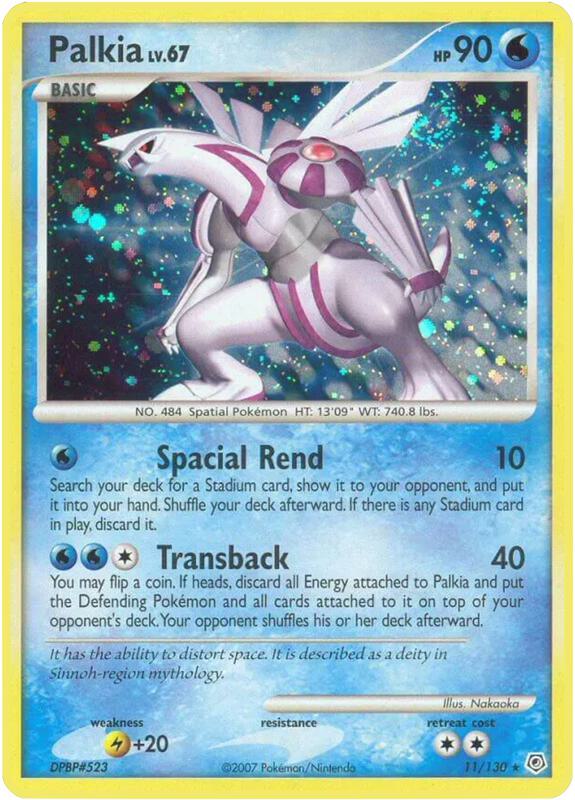 Palkia Pokemon card from Diamond and Pearl