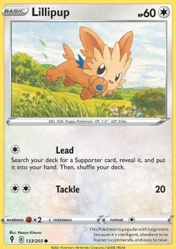 Lillipup Pokemon card from Evolving Skies