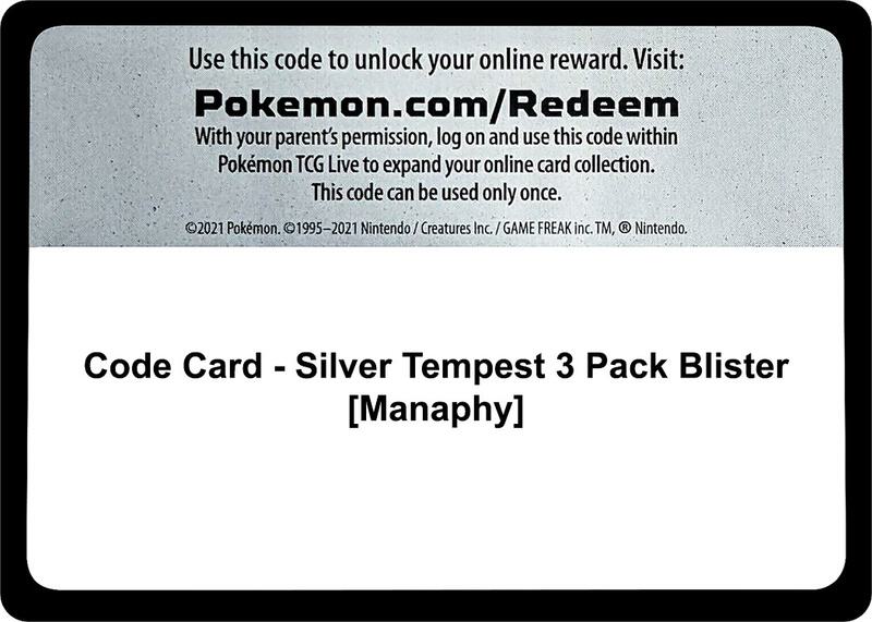 Code Card - Silver Tempest 3 Pack Blister [Manaphy] Pokemon card from SWSH12: Silver