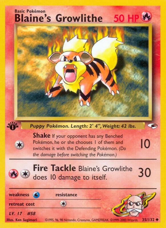 Blaine's Growlithe (35) Pokemon card from Gym Heroes