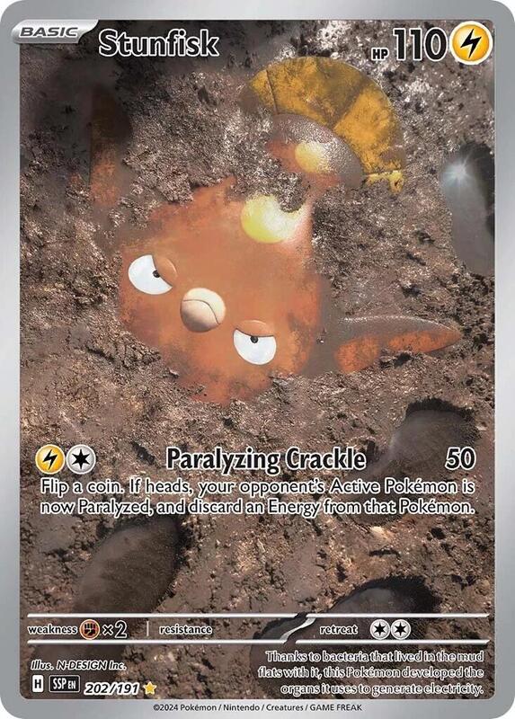 Stunfisk Pokemon card from SV08: Surging Sparks