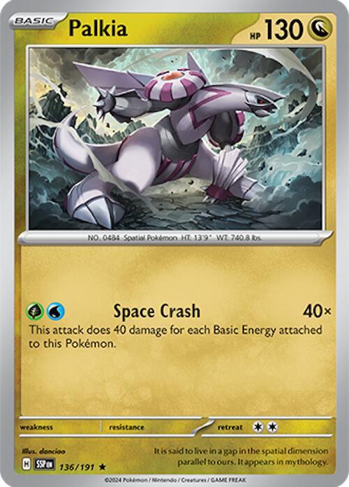 Palkia Pokemon card from SV08: Surging Sparks