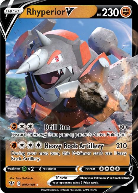 Rhyperior V Pokemon card from SWSH03: Darkness Ablaze
