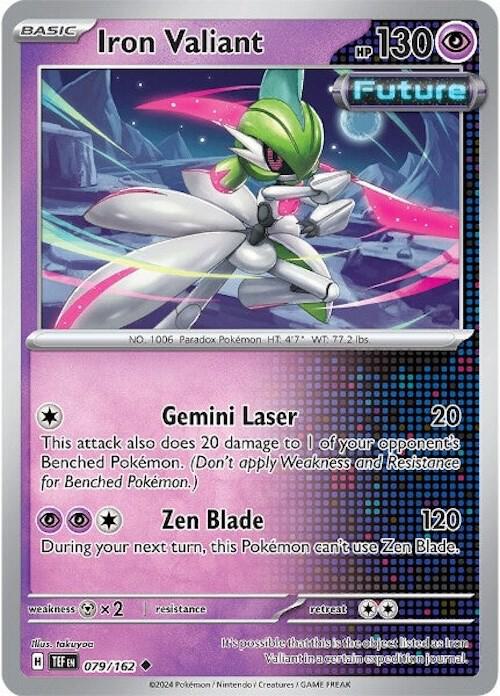 Iron Valiant Pokemon card from SV05: Temporal Forces