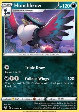 Honchkrow Pokemon card from Silver Tempest