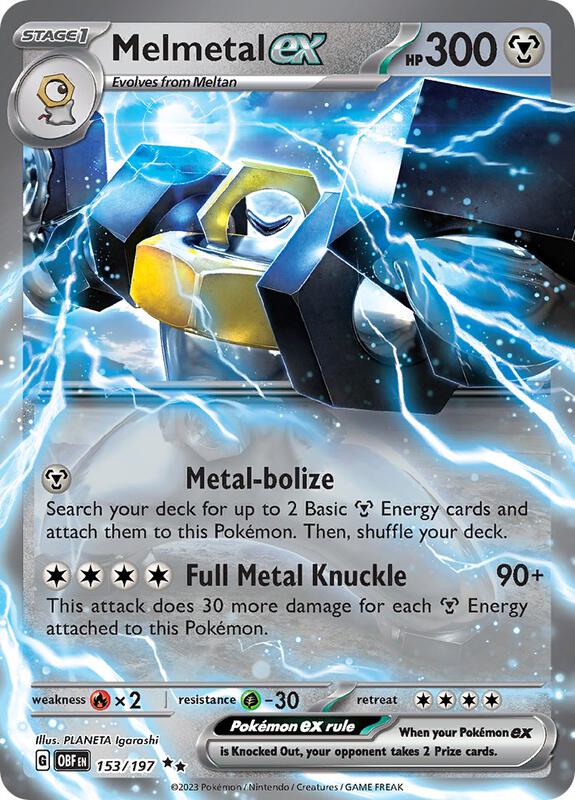 Melmetal ex Pokemon card from SV03: Obsidian Flames
