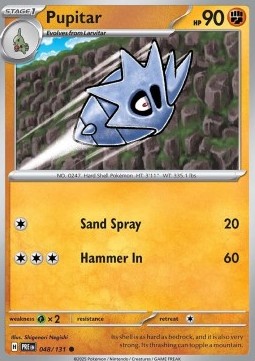 Pupitar Pokemon card from Prismatic Evolutions