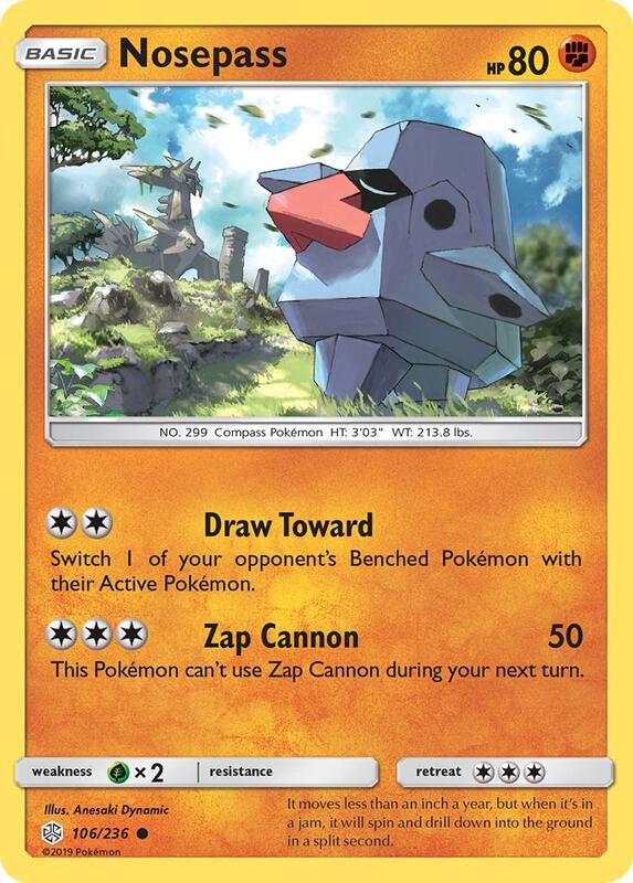 Nosepass Pokemon card from SM - Cosmic Eclipse
