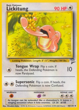 Lickitung Pokemon card from Base Set 2