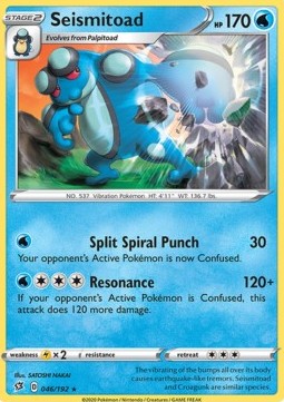 Seismitoad Pokemon card from Rebel Clash