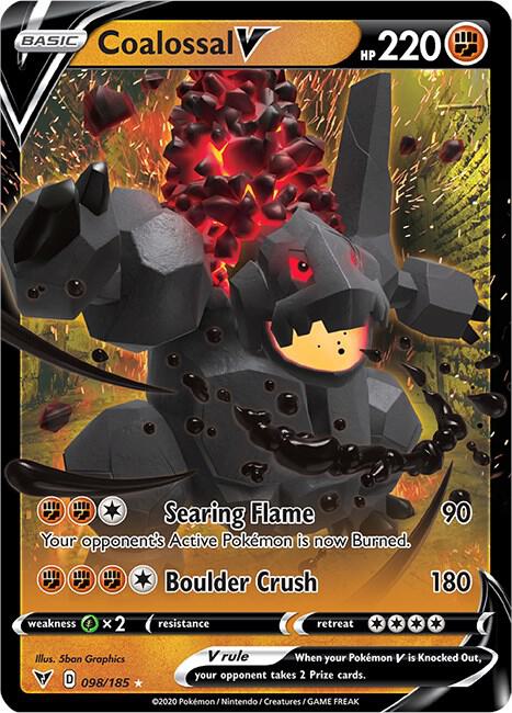 Coalossal V Pokemon card from SWSH04: Vivid Voltage