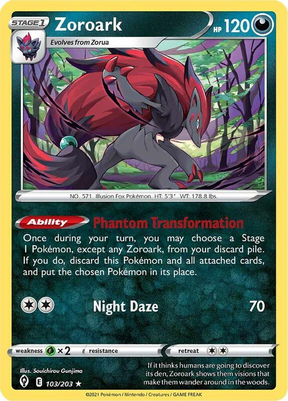 Zoroark Pokemon card from SWSH07: Evolving Skies