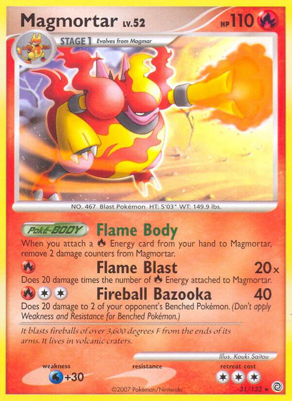 Magmortar Pokemon card from Secret Wonders