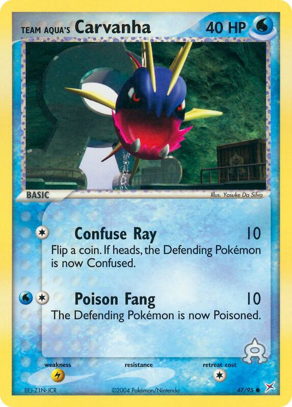 Team Aqua's Carvanha Pokemon card from Team Magma vs Team Aqua