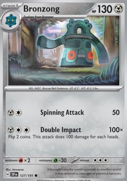 Bronzong Pokemon card from Surging Sparks