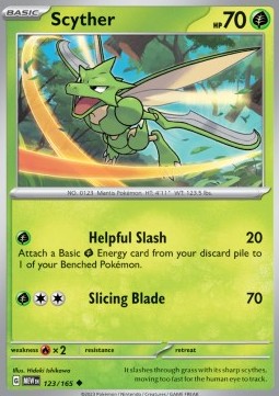Scyther Pokemon card from 151