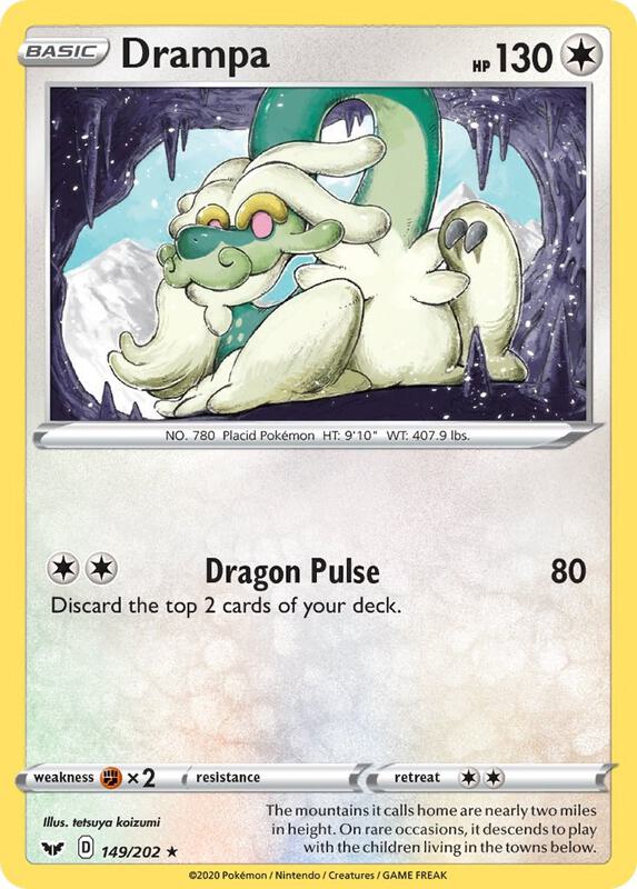 Drampa Pokemon card from SWSH01: Sword & Shield Base Set