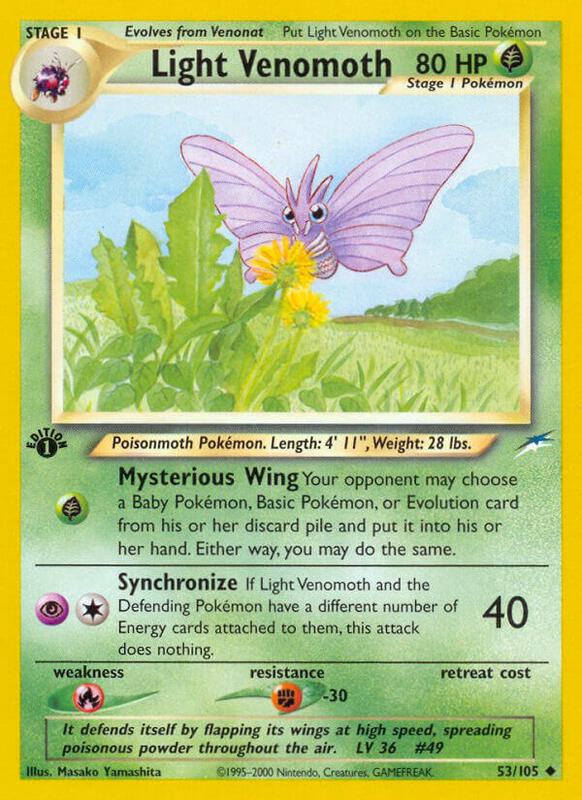 Light Venomoth Pokemon card from Neo Destiny