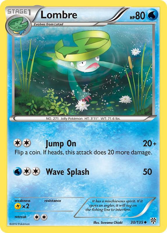 Lombre Pokemon card from Plasma Storm
