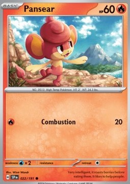 Pansear Pokemon card from Surging Sparks