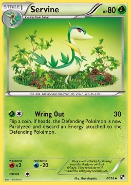 Servine Pokemon card from Black White
