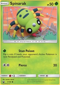 Spinarak Pokemon card from Celestial Storm