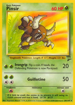 Pinsir Pokemon card from Base Set 2