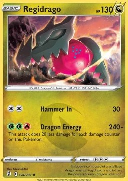 Regidrago Pokemon card from Evolving Skies