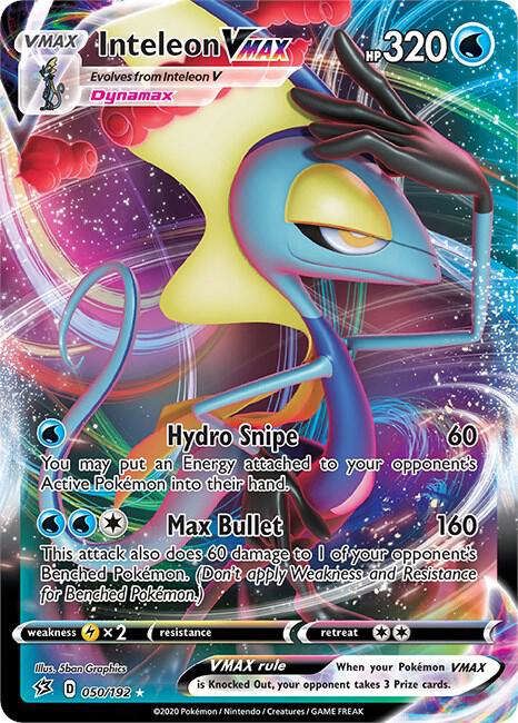 Inteleon VMAX Pokemon card from SWSH02: Rebel Clash