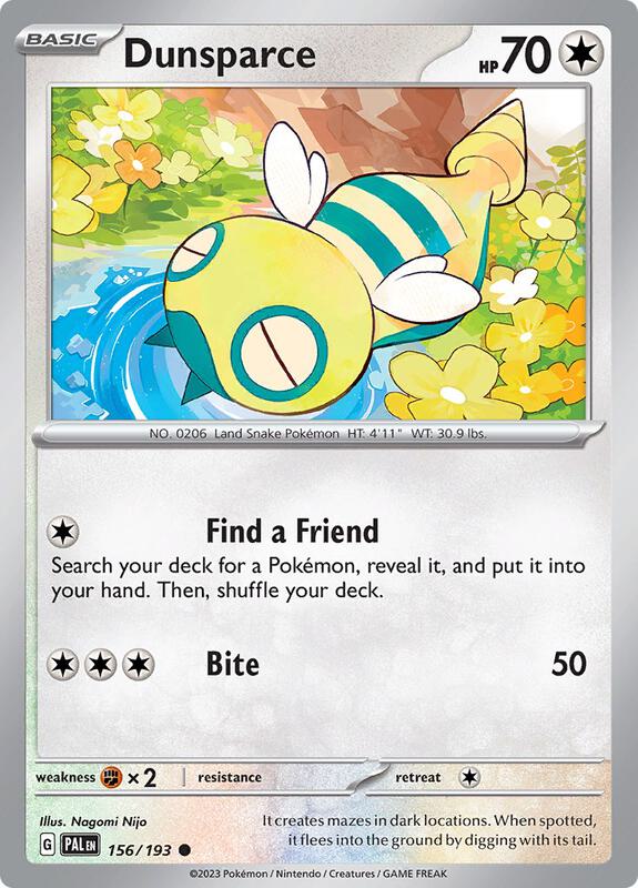 Dunsparce Pokemon card from SV02: Paldea Evolved