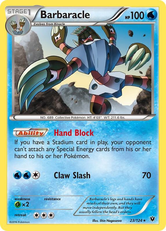 Barbaracle Pokemon card from XY - Fates Collide