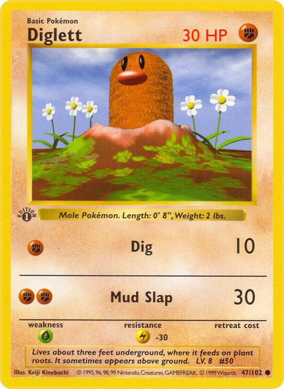 Diglett Pokemon card from Base Set (Shadowless)