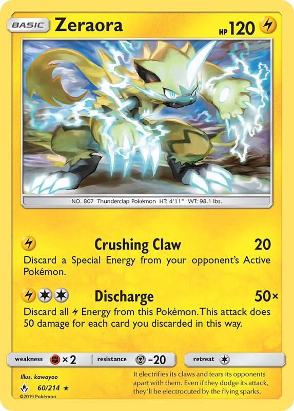 Zeraora Pokemon card from SM - Unbroken Bonds