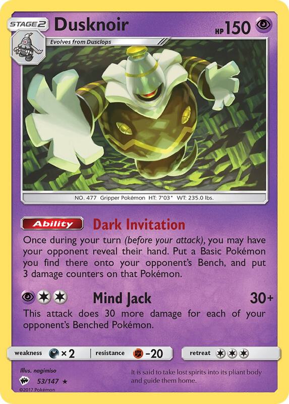 Dusknoir Pokemon card from SM - Burning Shadows