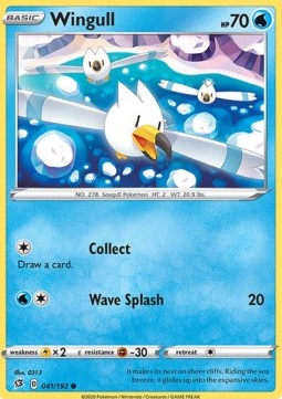 Wingull Pokemon card from Rebel Clash