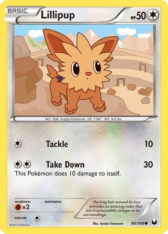 Lillipup Pokemon card from Dark Explorers