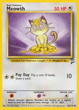 Meowth Pokemon card from Base Set 2