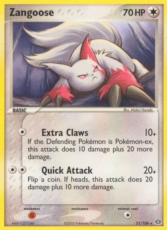 Zangoose Pokemon card from Emerald