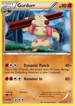 Gurdurr Pokemon card from Plasma Storm