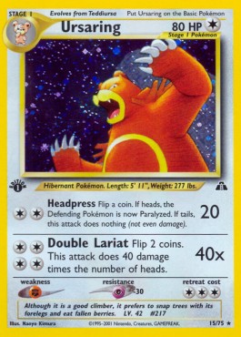 Ursaring Pokemon card from Neo Discovery
