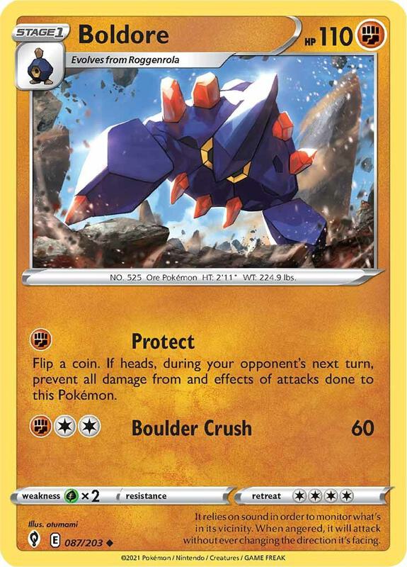 Boldore Pokemon card from SWSH07: Evolving
