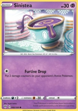 Sinistea Pokemon card from Darkness Ablaze