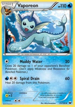 Vaporeon Pokemon card from Dark Explorers