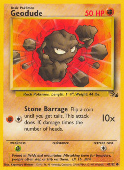 Geodude Pokemon card from Fossil