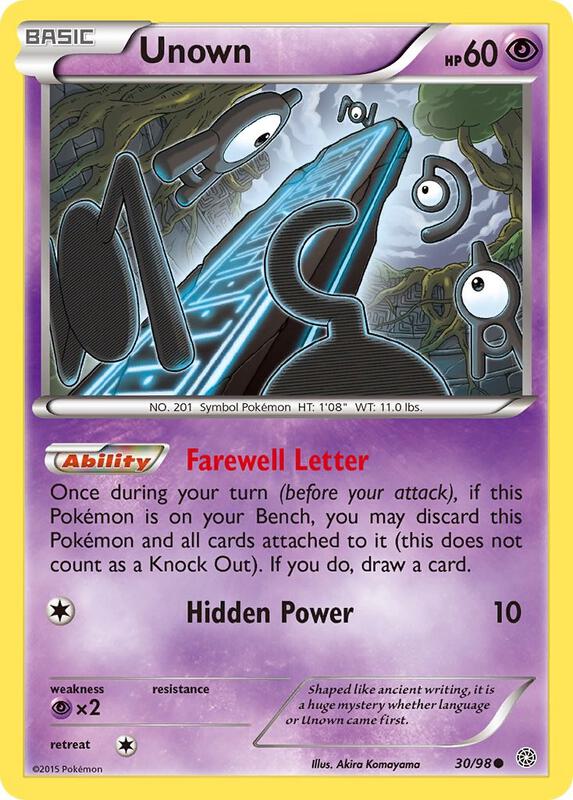 Unown Pokemon card from XY - Ancient Origins