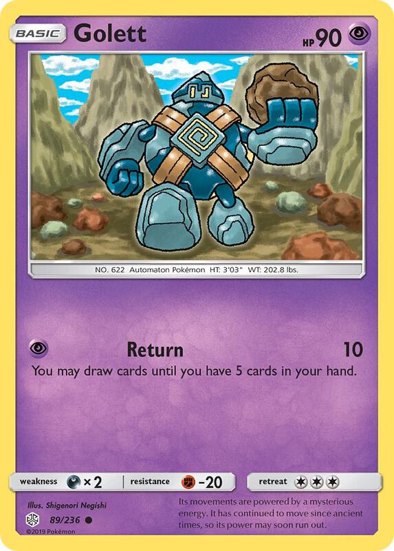 Golett Pokemon card from SM - Cosmic Eclipse