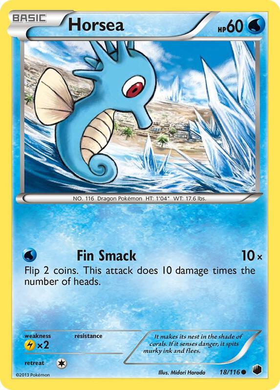 Horsea Pokemon card from Plasma Freeze