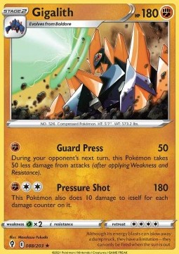 Gigalith Pokemon card from Evolving Skies